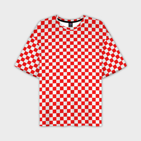 Мужская футболка oversize 3D с принтом Красные и белые квадраты в Новосибирске,  |  | Тематика изображения на принте: 