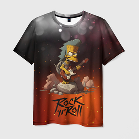 Мужская футболка 3D с принтом Simpsons rock n roll в Кировске, 100% полиэфир | прямой крой, круглый вырез горловины, длина до линии бедер | 