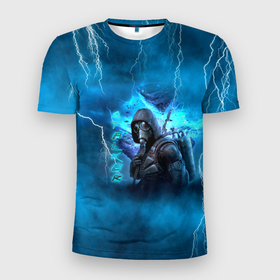 Мужская футболка 3D Slim с принтом Stalker sky art blue в Белгороде, 100% полиэстер с улучшенными характеристиками | приталенный силуэт, круглая горловина, широкие плечи, сужается к линии бедра | 
