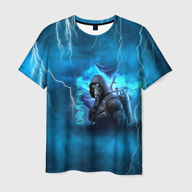 Мужская футболка 3D с принтом Stalker sky art blue в Белгороде, 100% полиэфир | прямой крой, круглый вырез горловины, длина до линии бедер | 