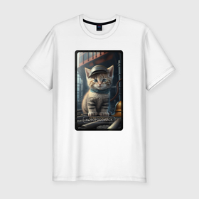 Мужская футболка хлопок Slim с принтом Новороссийск котик в Кировске, 92% хлопок, 8% лайкра | приталенный силуэт, круглый вырез ворота, длина до линии бедра, короткий рукав | 