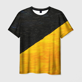 Мужская футболка 3D с принтом Черно желтые масляные краски в Белгороде, 100% полиэфир | прямой крой, круглый вырез горловины, длина до линии бедер | 