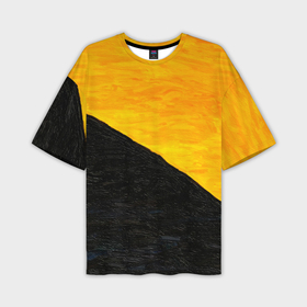 Мужская футболка oversize 3D с принтом Желто черные масляные краски в Курске,  |  | 