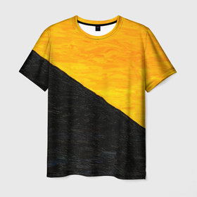 Мужская футболка 3D с принтом Желто черные масляные краски в Белгороде, 100% полиэфир | прямой крой, круглый вырез горловины, длина до линии бедер | 