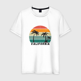 Мужская футболка хлопок с принтом California Vintage в Курске, 100% хлопок | прямой крой, круглый вырез горловины, длина до линии бедер, слегка спущенное плечо. | Тематика изображения на принте: 
