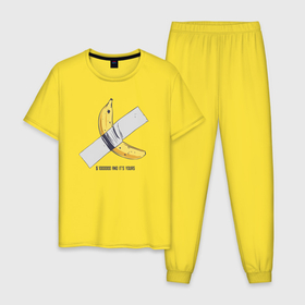 Мужская пижама хлопок с принтом 1000000 and its your banana в Тюмени, 100% хлопок | брюки и футболка прямого кроя, без карманов, на брюках мягкая резинка на поясе и по низу штанин
 | 