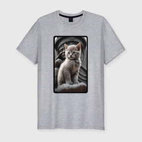 Мужская футболка хлопок Slim с принтом Волгоград котик в Курске, 92% хлопок, 8% лайкра | приталенный силуэт, круглый вырез ворота, длина до линии бедра, короткий рукав | Тематика изображения на принте: 