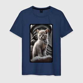 Мужская футболка хлопок с принтом Волгоград котик в Курске, 100% хлопок | прямой крой, круглый вырез горловины, длина до линии бедер, слегка спущенное плечо. | Тематика изображения на принте: 
