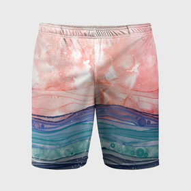 Мужские шорты спортивные с принтом Абстрактный пейзаж рассвет над морем в Курске,  |  | 