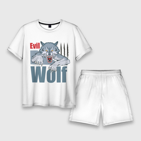Мужской костюм с шортами 3D с принтом Злой волк   оскал ,  |  | Тематика изображения на принте: 
