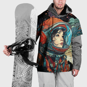 Накидка на куртку 3D с принтом Космическая путешественница в Новосибирске, 100% полиэстер |  | Тематика изображения на принте: 