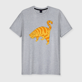 Мужская футболка хлопок Slim с принтом Оранжевая кошка в Тюмени, 92% хлопок, 8% лайкра | приталенный силуэт, круглый вырез ворота, длина до линии бедра, короткий рукав | 