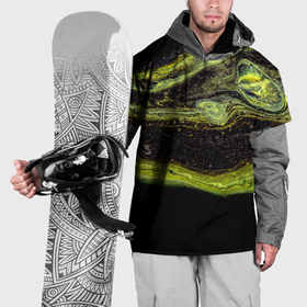 Накидка на куртку 3D с принтом Золотисто зелёный песок в Кировске, 100% полиэстер |  | 
