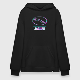 Худи SuperOversize хлопок с принтом Значок Jaguar в стиле glitch в Петрозаводске, 70% хлопок, 30% полиэстер, мягкий начес внутри | карман-кенгуру, эластичная резинка на манжетах и по нижней кромке, двухслойный капюшон
 | 