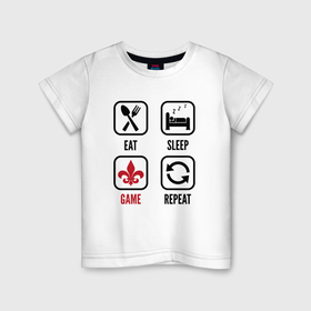 Детская футболка хлопок с принтом Eat   sleep   Saints Row   repeat в Белгороде, 100% хлопок | круглый вырез горловины, полуприлегающий силуэт, длина до линии бедер | 