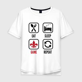 Мужская футболка хлопок Oversize с принтом Eat   sleep   Saints Row   repeat в Петрозаводске, 100% хлопок | свободный крой, круглый ворот, “спинка” длиннее передней части | Тематика изображения на принте: 