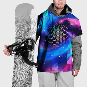 Накидка на куртку 3D с принтом Coldplay неоновый космос , 100% полиэстер |  | 
