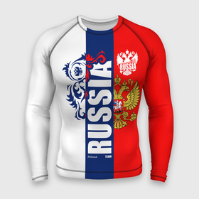 Мужской рашгард 3D с принтом Russia national team: white blue red в Курске,  |  | 