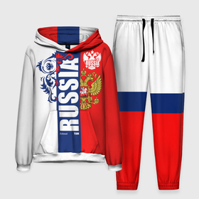 Мужской костюм с толстовкой 3D с принтом Russia national team: white blue red в Петрозаводске,  |  | 