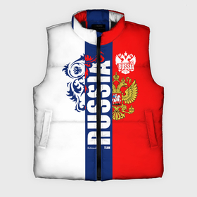 Мужской жилет утепленный 3D с принтом Russia national team: white blue red в Курске,  |  | 