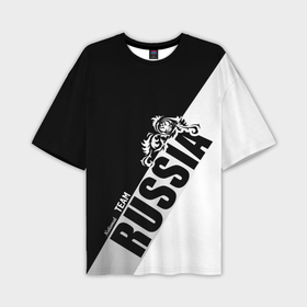 Мужская футболка oversize 3D с принтом Russia national team: black and white lines в Петрозаводске,  |  | 