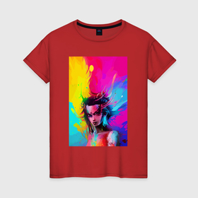 Женская футболка хлопок с принтом Взъерошенная девчонка   поп арт в Белгороде, 100% хлопок | прямой крой, круглый вырез горловины, длина до линии бедер, слегка спущенное плечо | 