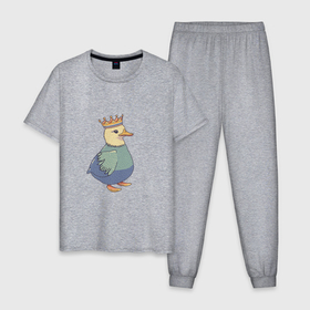 Мужская пижама хлопок с принтом Утёнок в короне в Белгороде, 100% хлопок | брюки и футболка прямого кроя, без карманов, на брюках мягкая резинка на поясе и по низу штанин
 | 