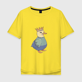 Мужская футболка хлопок Oversize с принтом Утёнок в короне в Кировске, 100% хлопок | свободный крой, круглый ворот, “спинка” длиннее передней части | Тематика изображения на принте: 