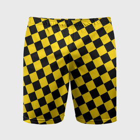 Мужские шорты спортивные с принтом Черно желтая мелкая клетка ,  |  | Тематика изображения на принте: 