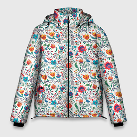 Мужская зимняя куртка 3D с принтом Рисунок Летние цветы в Тюмени, верх — 100% полиэстер; подкладка — 100% полиэстер; утеплитель — 100% полиэстер | длина ниже бедра, свободный силуэт Оверсайз. Есть воротник-стойка, отстегивающийся капюшон и ветрозащитная планка. 

Боковые карманы с листочкой на кнопках и внутренний карман на молнии. | 