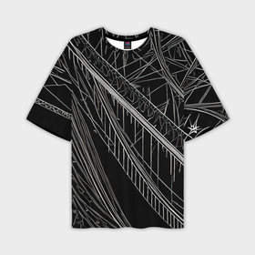 Мужская футболка oversize 3D с принтом Узор минималистичные белые линии ночью в Кировске,  |  | 