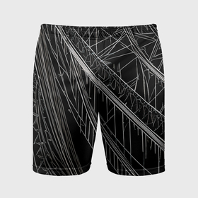 Мужские шорты спортивные с принтом Узор минималистичные белые линии ночью в Кировске,  |  | Тематика изображения на принте: 
