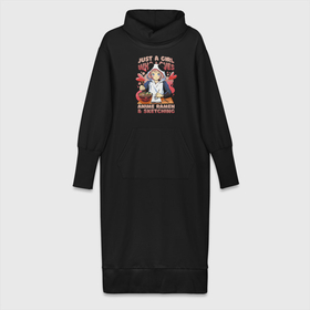 Платье удлиненное хлопок с принтом Just a girl who loves anime ramen sketching в Петрозаводске,  |  | Тематика изображения на принте: 
