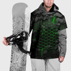 Накидка на куртку 3D с принтом Взрыв зеленых плит в Новосибирске, 100% полиэстер |  | 