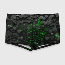 Мужские купальные плавки 3D с принтом Взрыв зеленых плит в Новосибирске, Полиэстер 85%, Спандекс 15% |  | Тематика изображения на принте: 