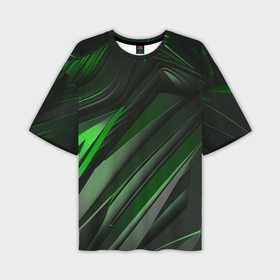 Мужская футболка oversize 3D с принтом green black abstract в Белгороде,  |  | 