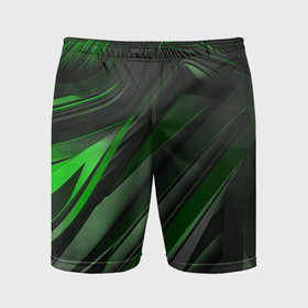 Мужские шорты спортивные с принтом green black abstract в Кировске,  |  | 