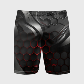 Мужские шорты спортивные с принтом Металлические пластины и красные плиты в Тюмени,  |  | Тематика изображения на принте: 