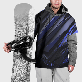 Накидка на куртку 3D с принтом Объемные черные и синие плиты , 100% полиэстер |  | 