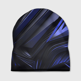 Шапка 3D с принтом Объемные черные и синие плиты , 100% полиэстер | универсальный размер, печать по всей поверхности изделия | 