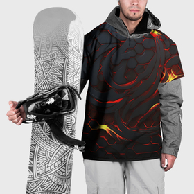 Накидка на куртку 3D с принтом Огненные разломленные плиты в Курске, 100% полиэстер |  | 