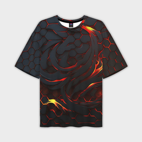 Мужская футболка oversize 3D с принтом Огненные разломленные плиты в Курске,  |  | 