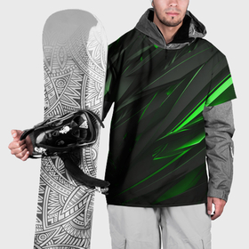 Накидка на куртку 3D с принтом черные объекты в зеленым свечением в Петрозаводске, 100% полиэстер |  | 