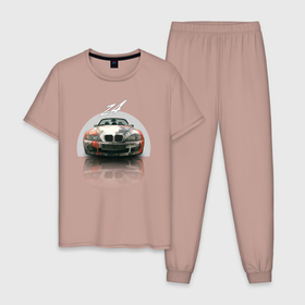 Мужская пижама хлопок с принтом Немецкий люксовый автомобиль BMW Z4 в Курске, 100% хлопок | брюки и футболка прямого кроя, без карманов, на брюках мягкая резинка на поясе и по низу штанин
 | Тематика изображения на принте: 