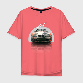 Мужская футболка хлопок Oversize с принтом Немецкий люксовый автомобиль BMW Z4 в Курске, 100% хлопок | свободный крой, круглый ворот, “спинка” длиннее передней части | Тематика изображения на принте: 