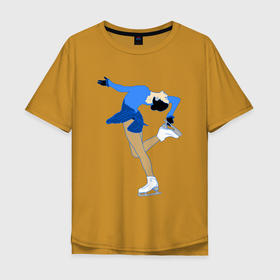 Мужская футболка хлопок Oversize с принтом Фигуристка на льду в Кировске, 100% хлопок | свободный крой, круглый ворот, “спинка” длиннее передней части | 