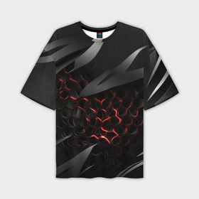 Мужская футболка oversize 3D с принтом black and red  abstract в Белгороде,  |  | 