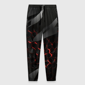 Мужские брюки 3D с принтом black and red  abstract в Белгороде, 100% полиэстер | манжеты по низу, эластичный пояс регулируется шнурком, по бокам два кармана без застежек, внутренняя часть кармана из мелкой сетки | 
