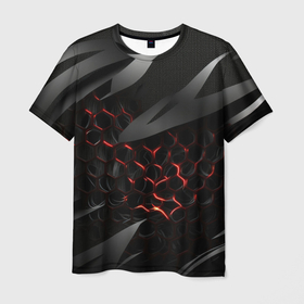 Мужская футболка 3D с принтом black and red  abstract в Петрозаводске, 100% полиэфир | прямой крой, круглый вырез горловины, длина до линии бедер | Тематика изображения на принте: 