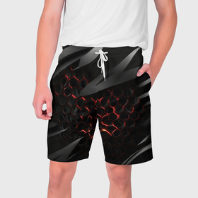 Мужские шорты 3D с принтом black and red  abstract в Белгороде,  полиэстер 100% | прямой крой, два кармана без застежек по бокам. Мягкая трикотажная резинка на поясе, внутри которой широкие завязки. Длина чуть выше колен | 